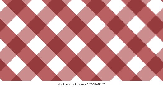Red diagonal Gingham pattern. Texture from rhombus/squares for - plaid, tablecloths, clothes, shirts, dresses, paper, bedding, blankets, quilts and other textile products. Vector illustration. 