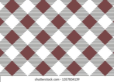 Red diagonal Gingham pattern. Texture from rhombus/squares for - plaid, tablecloths, clothes, shirts, dresses, paper, bedding, blankets, quilts and other textile products. Vector illustration.
