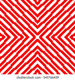 Red diagonal lines on white background. Striped wallpaper. Seamless surface pattern design with symmetrical linear ornament. Stripes motif. Digital paper for textile print, page fill. Vector op art