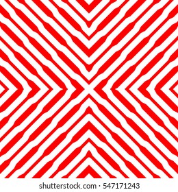 Red diagonal lines on white background. Striped wallpaper. Seamless surface pattern design with symmetrical linear ornament. Stripes motif. Digital paper for textile print, page fill. Vector op art