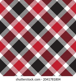 Red Diagonal Plaid Tartan textured Seamless pattern design suitable for fashion textiles and graphics