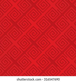 Red diagonal square spirals.Seamless geometric background. 3D layered and textured pattern with realistic shadow and cut out effect.