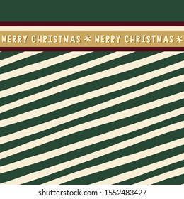 Red diagonal stripes and decorative border seamless pattern for Winter holiday gift bag print or wrapping paper with Merry Christmas greeting text.