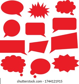 Iconos de diálogo rojo. Burbujas para un libro de historietas. Ventana de diálogo de diseño simple.