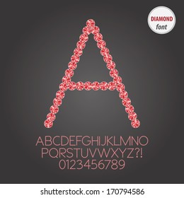 Red Diamond Alphabet and Digit Vector
