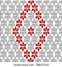 red diamond with a red dot on a white snow background