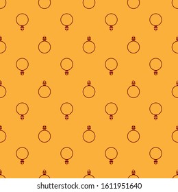 Red Diamond engagement ring icon isolated seamless pattern on brown background.  Vector Illustration