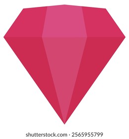 Red diamond flat icon isolated on white background.