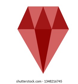 Red diamond flat illustration on white
