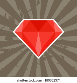 Red diamond, grunge background