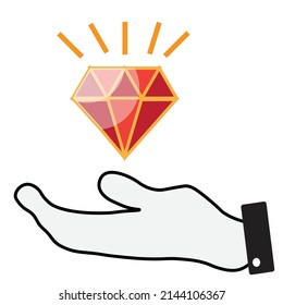 Ein Diamant in der Hand - Konzept von Wohlstand und Ehe  