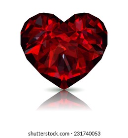 Red diamond heart isolated
