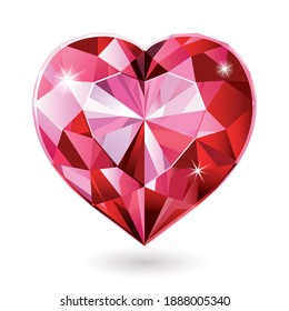 Red diamond heart isolated vector illustrations