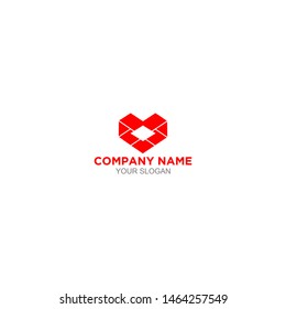 Red Diamond Heart Logo Design Vector