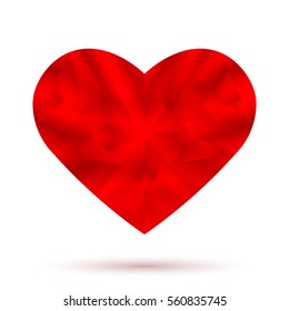 Red diamond heart. Vector illustration isolated on white background.