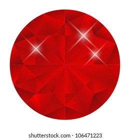 Red diamond isolated on a white. Vector illustration.