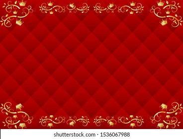 red diamond kilt pattern background with golden crown frame