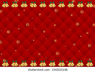 red diamond kilt pattern and snow crystal  with Christmas bells frame