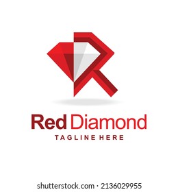 Red Diamond Logo With Letter R Concept