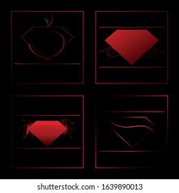 red diamond logo set, apple gems blood color icon