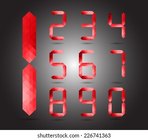 Red diamond numbers set. 