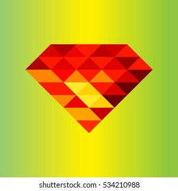 Red diamond on the yellow background. Triangle style