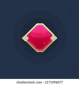 Red Diamond Shape Golden Borders Bright RPG Game UI Button Vector Design