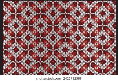 Red diamond shape in middle red circle.Contined white line.White background.Modern shape.Seamless pattern.Red shade.Gradient.Design for skirt.Scarf.Clothes.Printing.All knitting work.