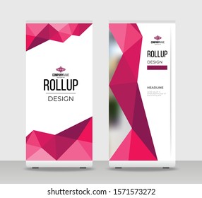 Red diamond texture Abstract Shapes Modern Exhibition Advertising Trend Business Roll Up Banner Stand Poster Brochure flat design template creative concept. Red Roll Up EPS. Presentation Cover