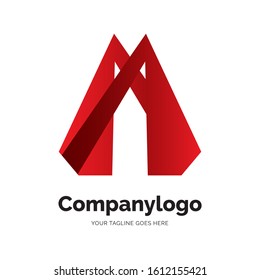 red diamond triangle M logo in gradation vector 