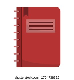 Red Tagebuch Notizbuch. Braunes Cover-Detail. Schulbuch Vector. Office-Symbolobjekt. EPS 10.