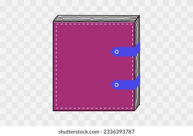 Red diary, paper notes, mini notepad. Short notes, simple text organizer. The planner is bound with a spiral. Closed journal for notes, sketchbook. Business document, workbook for planning. Vector.