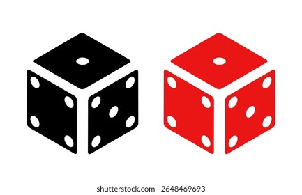 Red dice and black dice. Vector flat icon isolated on white background.