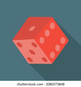Rotwürfelsymbol. Vektorgrafik mit langem Schatten