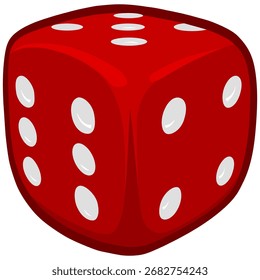 Red Dice Drawing Cartoon Vector Illustration