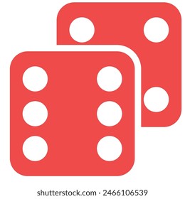 Red dice flat icon design isolated on white background.