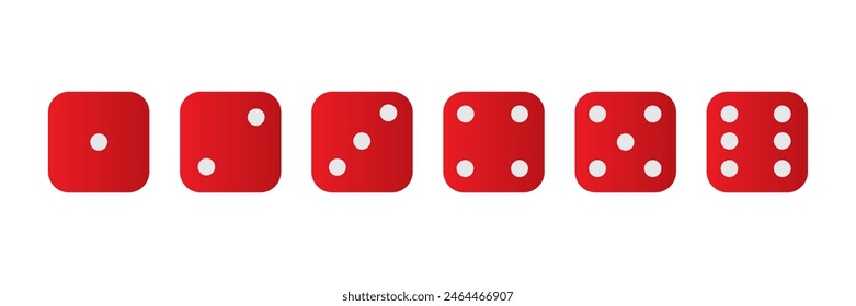 Red Dice flat icon, Vector set on white background. Dice icon, vector, sign and symbol isolated on white background. Trendy dice icon and cube set. Vector illustration.