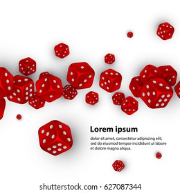 red dice floating on white background