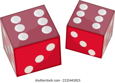 Red dice, illustration, vector on a white background.