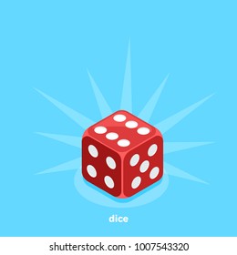 red dice on a blue background, isometric image