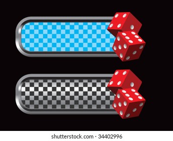 red dice on colored tabs