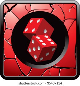red dice on cracked web icon