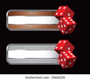 red dice on diamond checkered banners