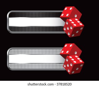 red dice on diamond checkered banners