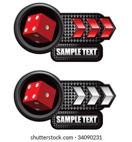 red dice on glossy arrow web button