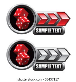 red dice on glossy arrow web button
