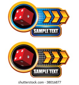 red dice on glossy arrow web button