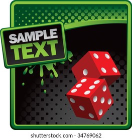 red dice on grunge style splat background