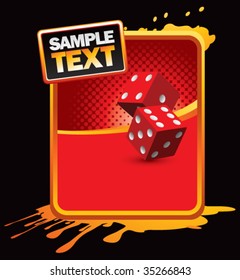 red dice on grunge style splat background