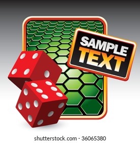 red dice on hexagon background